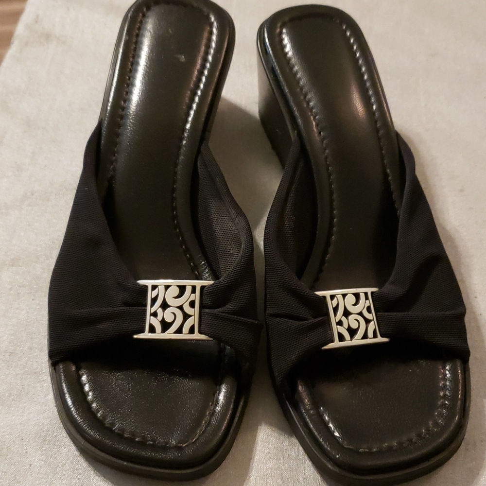 Brighton Black Isabel wedge with silver accents.